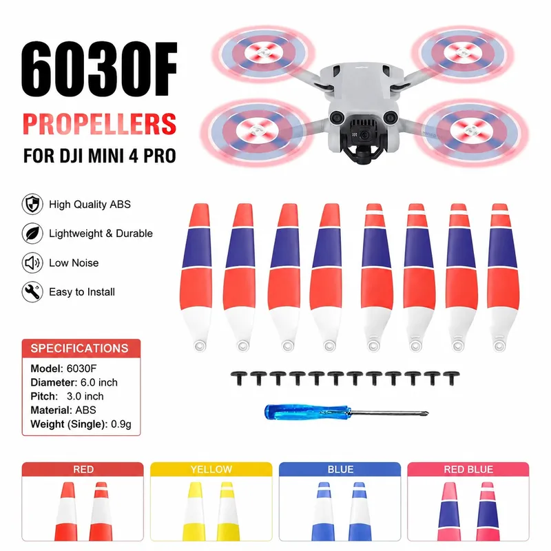 Dji Drone Mini 4 Pro - Propeller Mini 4Pro 6030F Geräuscharme Drohnen-Leichtgewichtsflügelventilatoren